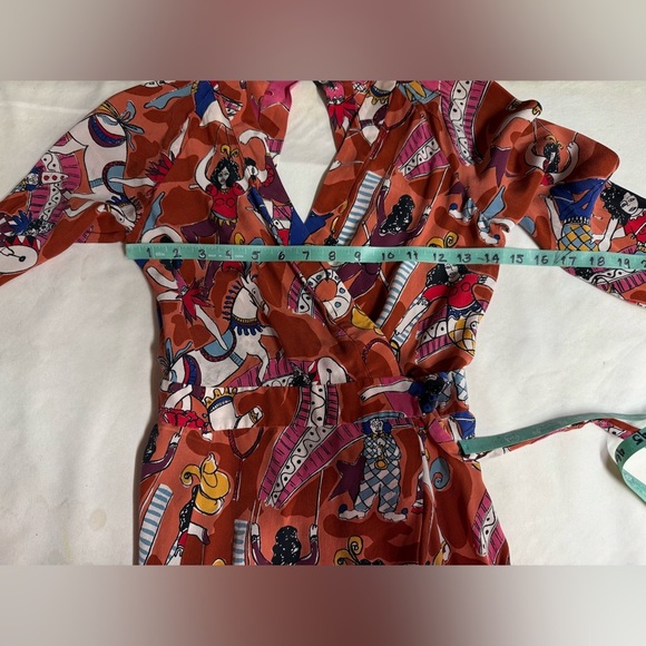 CLEMENTS RIBEIRO Vibrant Orange Red Sheath Dress with Bishop Sleeves size XS - Picture 11 of 13